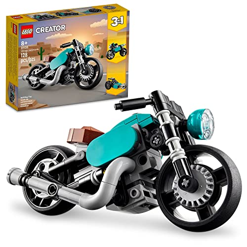 LEGO Creator 3-in-1 Vintage Motorcycle Set 31135 - Classic Motorcycle Toy to Street Bike to Dragster Car, Vehicle Building Toys, Great Gift for Boys, Girls, and Kids 8 Years Old and Up