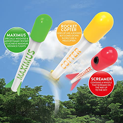 POPULAR SCIENCE Ultimate Jump Rocket |Massive Flight up to 300ft | Stomp Rocket Toys Launcher | Multi-Rocket Outdoor Toy for Garden or Back Yard | STEAM Toys and Gifts | for Kids and Families,