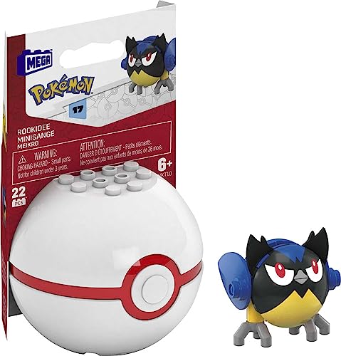 Mega Construx Pokemon Series 17 Rookidee Figure Building Set with Premier Poke Ball