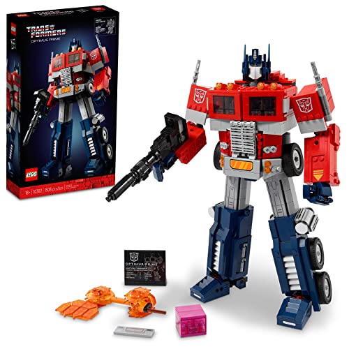 LEGO Icons Optimus Prime 10302 Transformers Figure Set, Collectible Transforming 2in1 Robot and Truck Model Building Kit for Adults