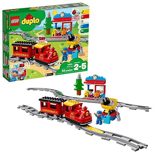 LEGO DUPLO Town Steam Train 10874 Remote Control Set - Learning Toy and Daycare Accessory for Toddlers, Boys, Girls, and Kids 2-5 Years Old, Push and Go Battery Powered Set with RC Function