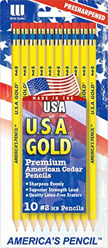 The Write Dudes U.S.A. Gold Pencils