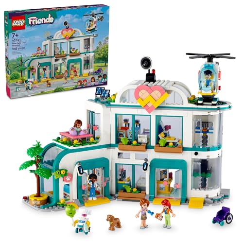 LEGO Friends Heartlake City Hospital Toy Playset, Helicopter Toy and Mini-Doll Characters, Building Set for Kids, Pretend Play, Gift for Girls and Boys Ages 7 Years Old and Up, 42621