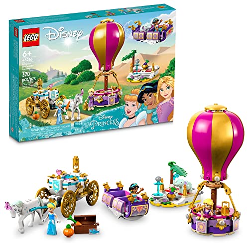 LEGO Disney Princess Enchanted Journey , 3in1 Playset with Cinderella, Jasmine, Rapunzel Mini Dolls with Toy Horse & Carriage, Flying Carpet, Hot Air Balloon