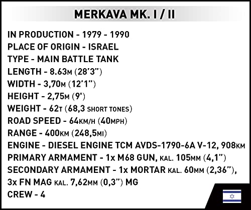 COBI Armed Forces Merkava Mk. I / II Israeli Main Battle Tank - sctoyswholesale
