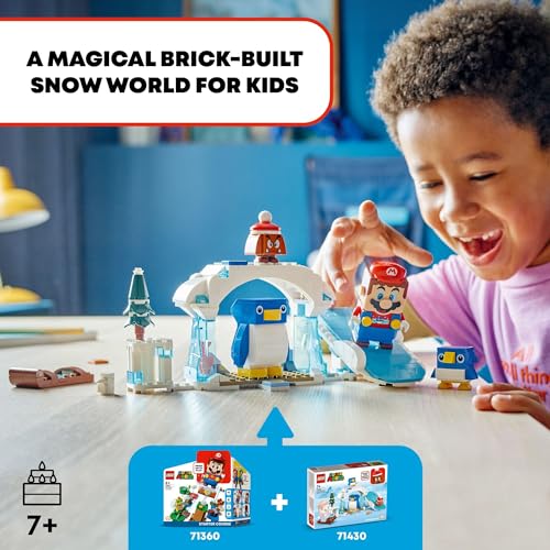 LEGO Super Mario Penguin Family Snow Adventure Expansion Set, Build and Display Toy for Kids, includes a Goomba Figure and Baby Penguin, Gift for Gamers, Boys and Girls Ages 7 and Up,71430