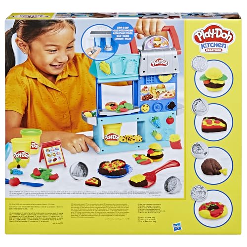 Play-Doh Kitchen Creations Busy Chef's Restaurant Playset, 2-Sided Play Kitchen Set, Preschool Cooking Toys, Kids Arts & Crafts, Ages 3+