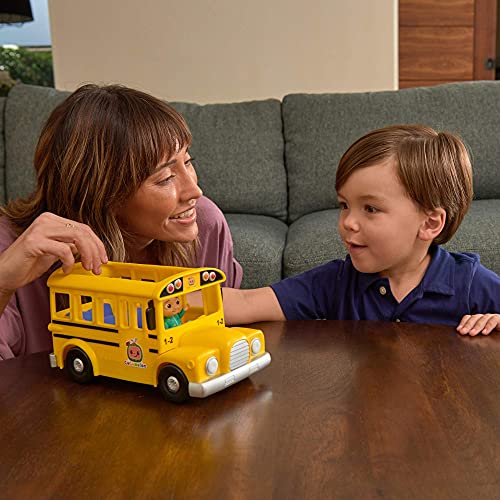 Cocomelon Official Musical Yellow School Bus, Plays Clips from ‘Wheels on The Bus,’ Featuring Removable JJ Figure – Character Toys for Babies, Toddlers, and Kids