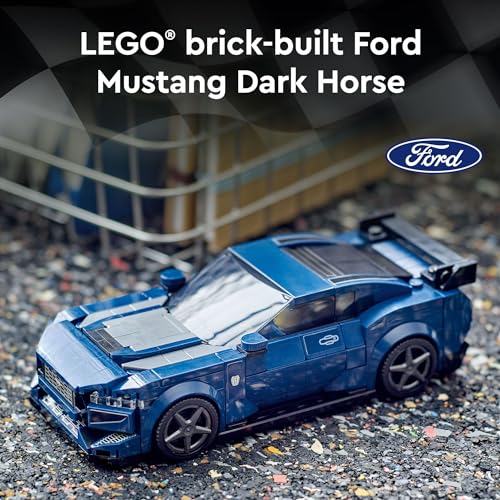 LEGO Speed Champions Ford Mustang Dark Horse Sports Car Toy, Buildable Ford Mustang Toy for Kids, Blue Toy Car Model Set, Gift Idea for Boys and Girls Aged 9 Years Old and Up, 76920