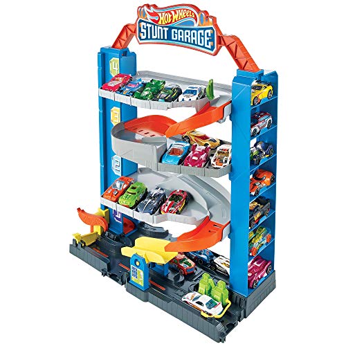 Hot Wheels City Stunt Garage Play Set, Elevator to Upper Levels Connects to Other Sets