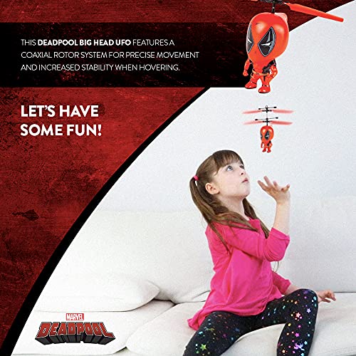 World Tech Toys Deadpool 3.5 Inch Flying Figure IR UFO Big Head Remote Control Marvel Helicopter