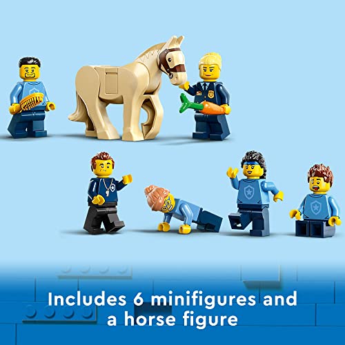 LEGO City Police Training Academy, Station Playset with Obstacle Course, Horse Figure, Quad Bike Toy and 6 Officer Minifigures, for Kids Ages 6 Plus