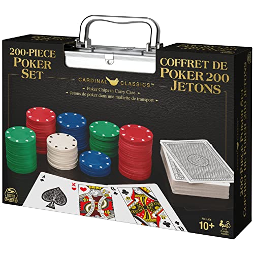 Spin Master Games Professional Texas Hold ‘Em Poker Set, Classic Game with 200 Dual-Toned Chips and Cards in an Aluminum Case