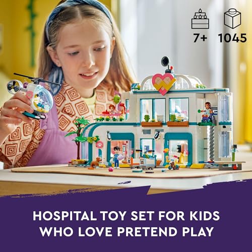 LEGO Friends Heartlake City Hospital Toy Playset, Helicopter Toy and Mini-Doll Characters, Building Set for Kids, Pretend Play, Gift for Girls and Boys Ages 7 Years Old and Up, 42621