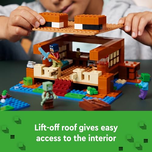 LEGO Minecraft The Frog House Building Toy for Kids, Minecraft Toy Featuring Animals, a Toy Boat and Minecraft Mob Figures, Gaming Gift for Girls and Boys Ages 8 and Up, 21256