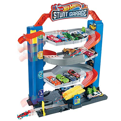 Hot Wheels City Stunt Garage Play Set, Elevator to Upper Levels Connects to Other Sets