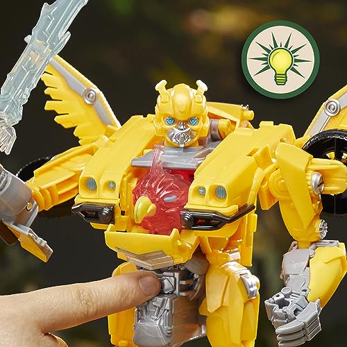 Transformers Toys Rise of The Beasts Movie, Beast-Mode Bumblebee Converting Toy with Lights and Sounds