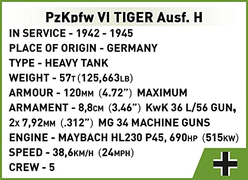 COBI Historical Collection: World War II PzKpfw VI Tiger Tank - sctoyswholesale