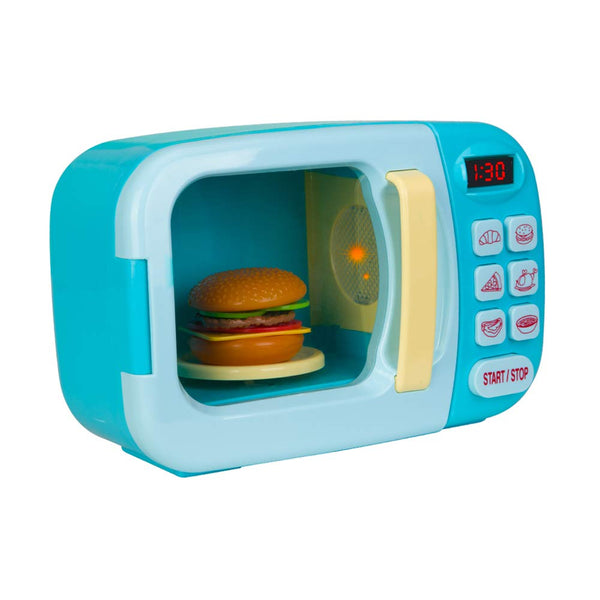 Microwave Kitchen Play Set with Light Sound for Kids with Pretend Fake Food