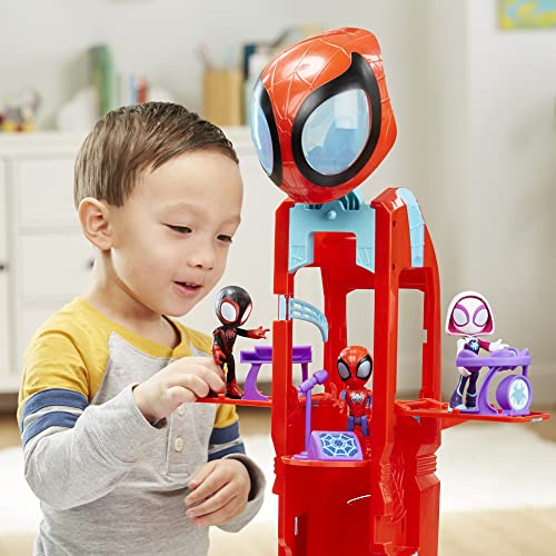 Marvel Spidey and His Amazing Friends Spider Crawl-R 2-in-1 Headquarters Playset, Preschool Toy with 2 Modes, Lights, Sounds, 3 Years and Up, 2 Feet Tall