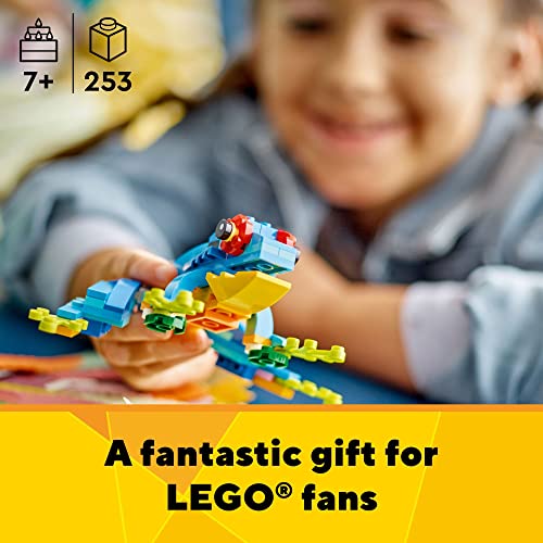 LEGO Creator 3 in 1 Exotic Parrot to Frog to Fish 31136 Animal Figures Building Toy, Creative Toys and Easter Gift for Kids Ages 7 and up