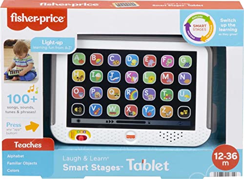 Fisher-Price Laugh & Learn Smart Stages Tablet Gray, Pretend Computer Musical Learning Toy