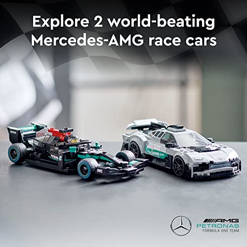 LEGO Speed Champions Mercedes-AMG F1 W12 E Performance & Project One 2 Car Models Set, Collectible Toy Race Cars