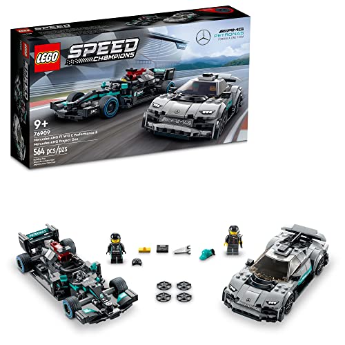 LEGO Speed Champions Mercedes-AMG F1 W12 E Performance & Project One 2 Car Models Set, Collectible Toy Race Cars