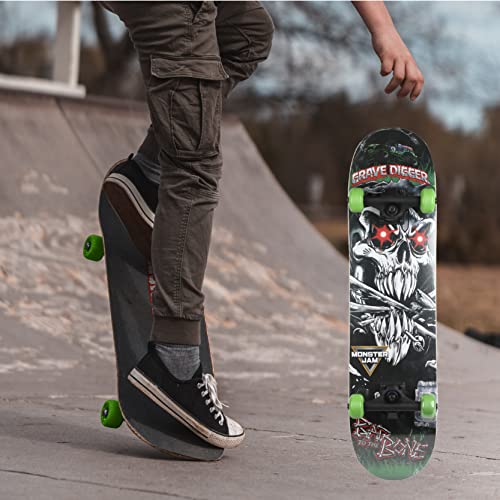 Monster Jam 31 inch Skateboard, 9-ply Maple Desk Skate Board for Cruising, Carving, Tricks and Downhill