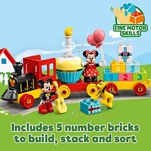 LEGO DUPLO Disney Mickey & Minnie Mouse Birthday Train - Building Toys for Toddlers with Number Bricks, Cake and Balloons, Early Learning and Motor Skill Toy, Great Gift for Girls, Boys Ages 2+, 10941