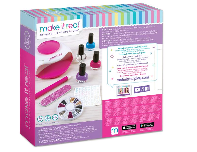 Make It Real Glitter Dream Nail Spa - Complete Nail Art Boutique, 9 Piece Set, At Home Manicure & Pedicure, Tweens & Girls, Nail Polish, Nail Dryer & Accessories, All-In-One Nail Kit, Kids Ages 8+