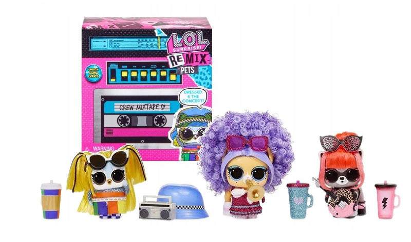 LOL Surprise Remix Pets 9 Surprises, Real Hair Includes Music Cassette Tape with Surprise Song Lyrics, Accessories, Dolls