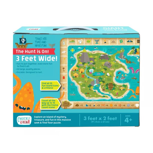 Chuckle & Roar Seek & Find Treasure Map Jigsaw Floor Puzzle 50pc