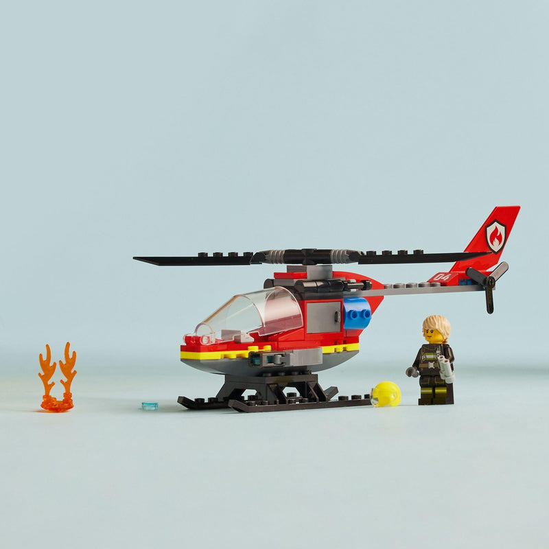 LEGO City Fire Rescue Helicopter Toy, Building Set with Firefighter Minifigure Pilot Toy, Fun Gift or Pretend Play Toy for Boys, Girls and Kids Ages 5 and Up, 60411