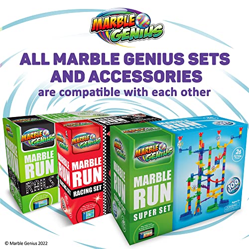 Marble Genius Marble Run (150 Complete Pieces) Maze Track or Building Toys for Kids Ages 4-8, for Adults, Teens, and Toddlers, (85 Translucent Marbulous Pieces + 65 Glass-Marble Set), Super Set