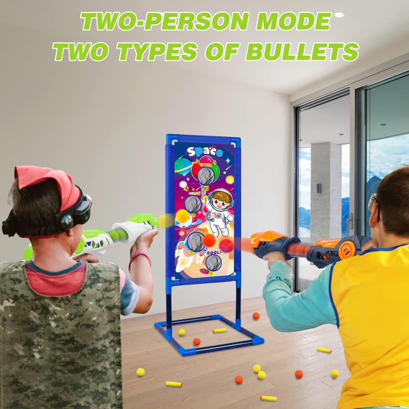 Shooting Game Toy for Boys, Foam Ball Popper Air Guns with Standing Shooting Target, 24 Foam Balls & 18 Soft Bullets, Compatible With Toy Guns