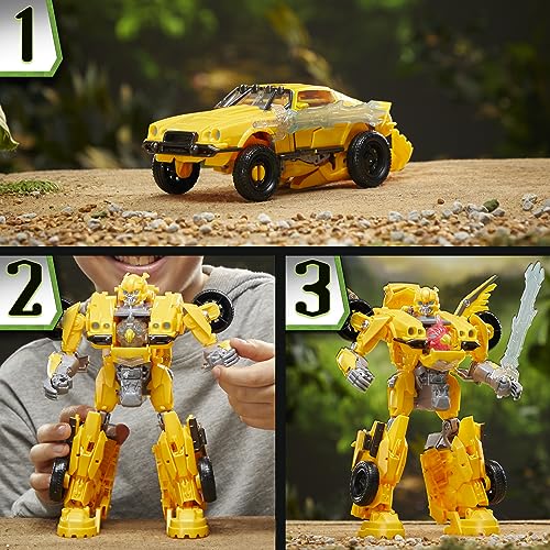 Transformers Toys Rise of The Beasts Movie, Beast-Mode Bumblebee Converting Toy with Lights and Sounds