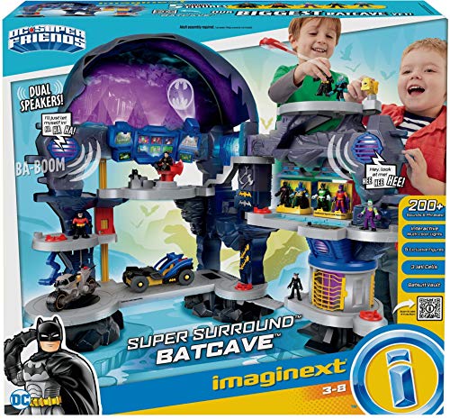 Imaginext DC Super Friends Batman Playset Super Surround Batcave with Lights Sounds & Phrases 18 Play Pieces, 33 X 42 Inches [Amazon Exclusive]