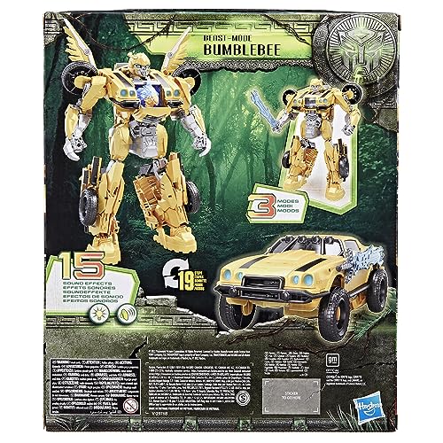 Transformers Toys Rise of The Beasts Movie, Beast-Mode Bumblebee Converting Toy with Lights and Sounds