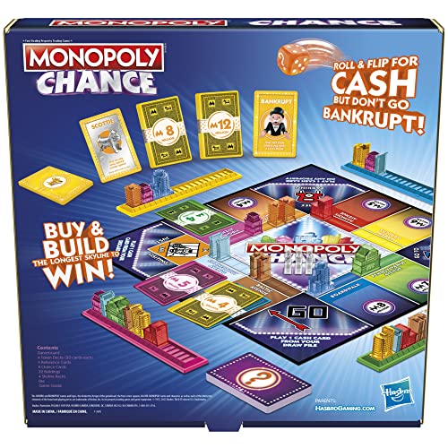 Hasbro Gaming Monopoly Chance Board Game for Adults and Kids | Fast-Paced Family Party Game | Ages 8+ | 2-4 Players | 20 Mins. Average