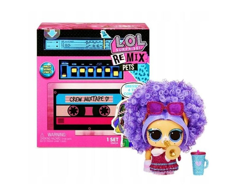 LOL Surprise Remix Pets 9 Surprises, Real Hair Includes Music Cassette Tape with Surprise Song Lyrics, Accessories, Dolls