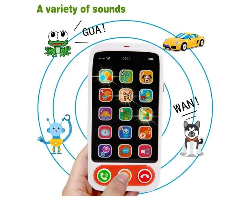 Baby Cell Phone Toy, Kids Play Phone with Big Touch Screen Lights Music Educational Toy for Age 1+