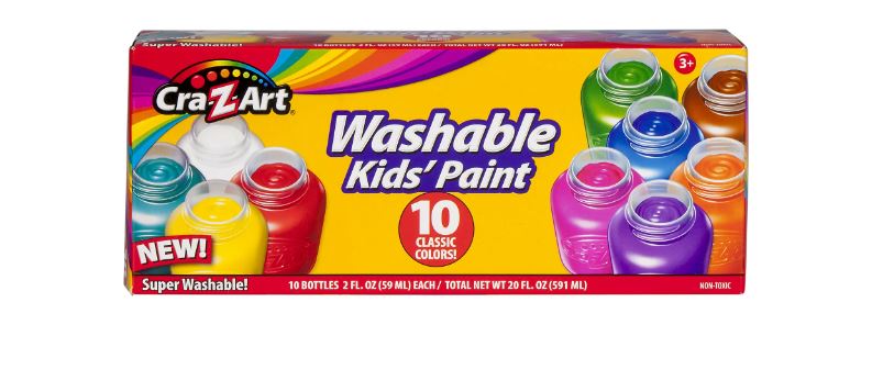 Cra-Z-Art 10 Count Multicolor Washable Paint, Ages 3 and up, Back to School Supplies