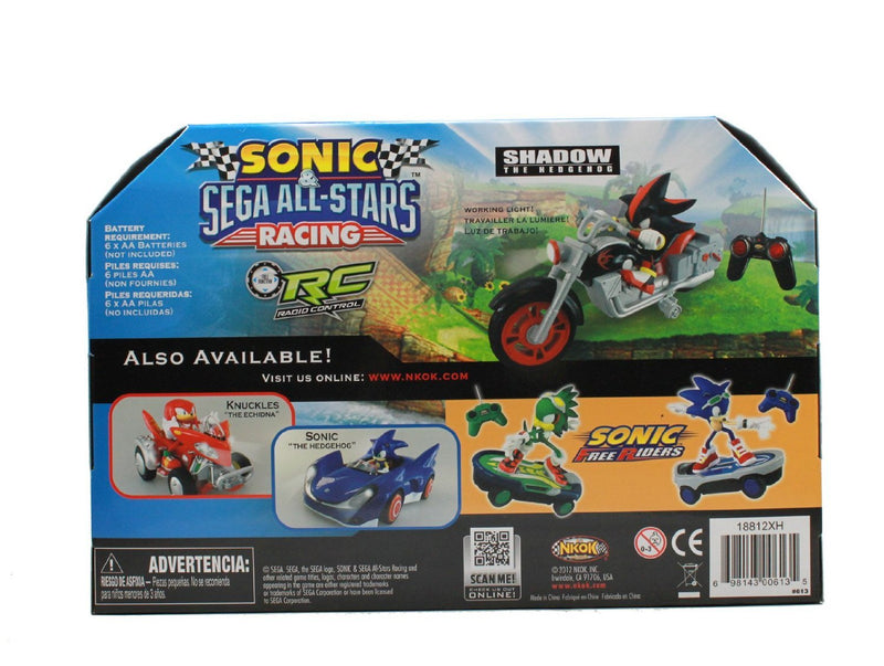 NKOK Sonic Sega All-Stars Racing RC Shadow Motorcycle; Full Function 2.4 GHz Radio Control with Turbo Boost; Ages 6+