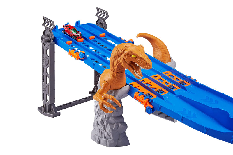 Metal Machines 4-Lane Raptor Attack Track Set Playset with Mini Racing Car by ZURU Cars Play Set Compatible with Other Brands Assorted