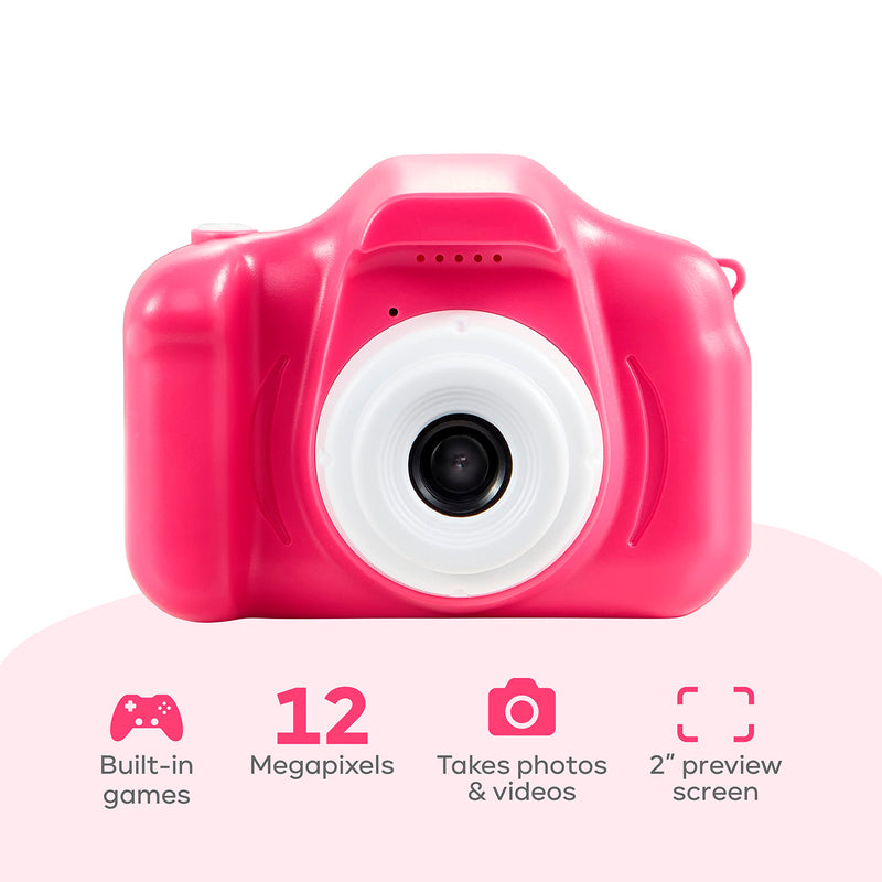 Vivitar Kidzcam Camera - Christmas, Birthday Gifts for Boys and Girls, 12 MP HD Camera and Digital Video Recording, Kids Digital Camera Toys for Kids 5 and Up Pink