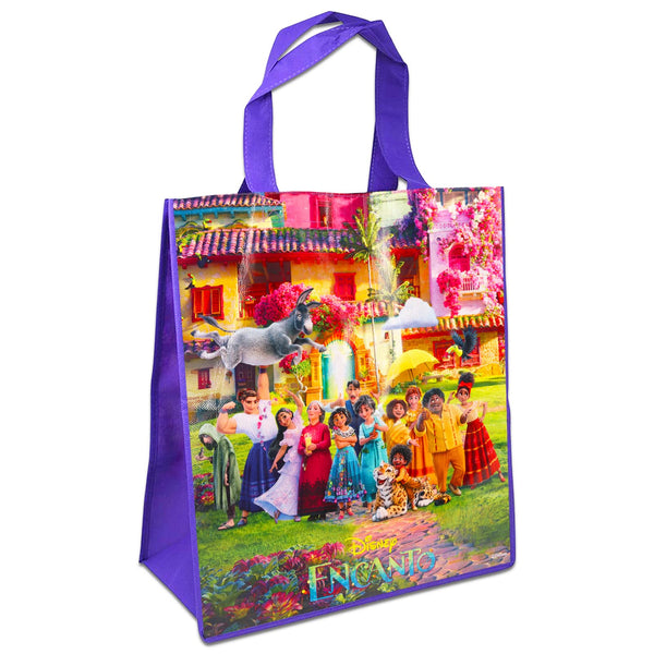 Beach Kids Encanto Tote Bag - Bundle with 2 Pc Encanto Tote Bags Medium/Large, Stickers, More (Disney Encanto Party Favors Bags)