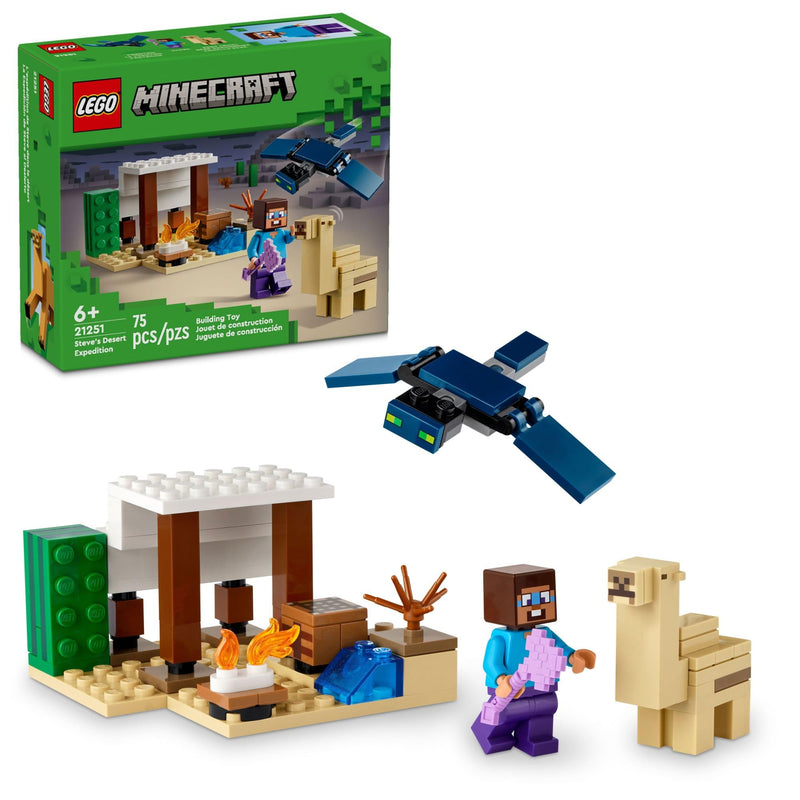 LEGO Minecraft Steve's Desert Expedition Building Toy, Biome with Minecraft House and Action Figures, Minecraft Gift for Independent Play, Gaming Playset for Boys, Girls and Kids Ages 6 and Up, 21251