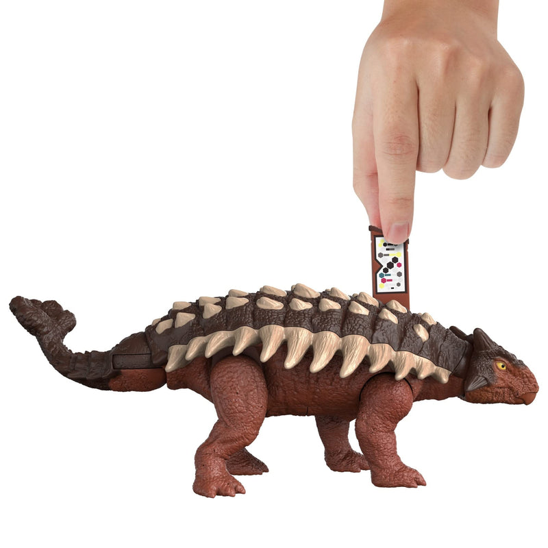 Mattel Jurassic World Dominion Roar Strikers Ankylosaurus Dinosaur Action Figure with Roaring Sound and Attack Action, Toy Gift Physical & Digital Play