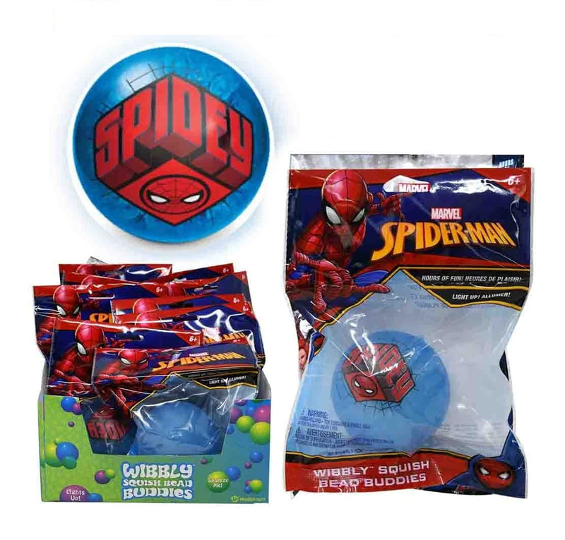 Ball, Bounce and Sport Inc. Spider-Man Blue Wibbly Squish Beads Ball - Lights Up Spiderman Squishy Stress Balls for Kids, for Birthdays, Party Favor Bags and Carnivals - 3 Inch, 1 Ball